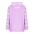 thumbnail image 5 of Women's Striped Hoodies Casual Raglan Long Sleeve Sweatshirts Loose Drawstring Hood Long Tops with Kangaroo Pocket (M, Purple), 5 of 6