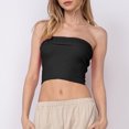 thumbnail image 4 of Blusa Mangas Largas Top Mujer Y2k Tube Crop Jersey Acanalado Bandeau Summer Tops Kuymtek Negro T L para Mujer, 4 of 7