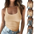 thumbnail image 5 of AherBiu Going out Tops for Women Ribbed Tank Tops Sleeveless Slim Cami Shirts Solid Color Undershirt, 5 of 6
