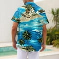 thumbnail image 3 of NAMTYQX Hawaiian Shirts for Men Short Sleeve Lightweight Button Up V Neck Casual Plus Size Textured Patterned Going Out Tops Blue Size 5XL, 3 of 5