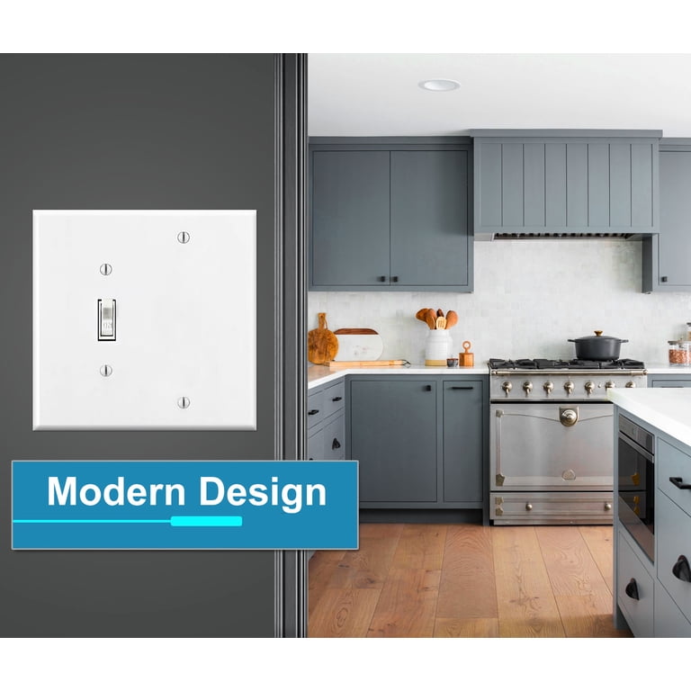 Stainless Steel 2-Gang Switch Wall Plate - 1 Toggle & 1 Blank, 4.5x4.56", Corrosion Resistant, Made In USA