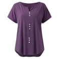 thumbnail image 5 of B91xZ Mignon Womens Tops Manches Courtes T-Shirt à Col en V, Violet XL, 5 of 5
