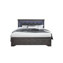 POMPEI METALLIC GREY KING BED WITH LED