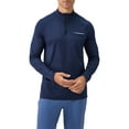 thumbnail image 2 of Men's Stand Up Collar Half Zipper Reflective Fitness Long Sleeve Quick Dry Running Top Navy blue 2XL, 2 of 8