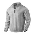 thumbnail image 2 of Mens Quarter Zip Sweatshirt Casual Long Sleeve Stand Collar Quilted Pullover Top Fall Winter Outdoor Knitted Sweater, 2 of 7