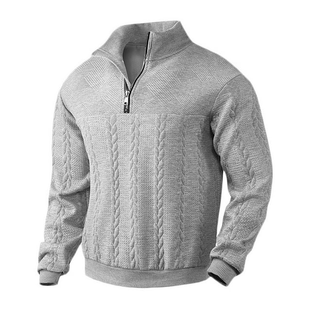 pstuiky Camisas casuales de manga larga para hombre, Sudadera informal de manga larga con cuello alto y cremallera de color liso para hombre camisetas de hombre l