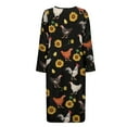 thumbnail image 4 of Yuyamidu Chicken Women Zip Front Robes Mid Calf Length Bathrobe Size 2XL Sunflower Crewneck Long Sleeve Robe with Pockets Loose Loungewear Dress Long Elegant Night Robes, 4 of 7