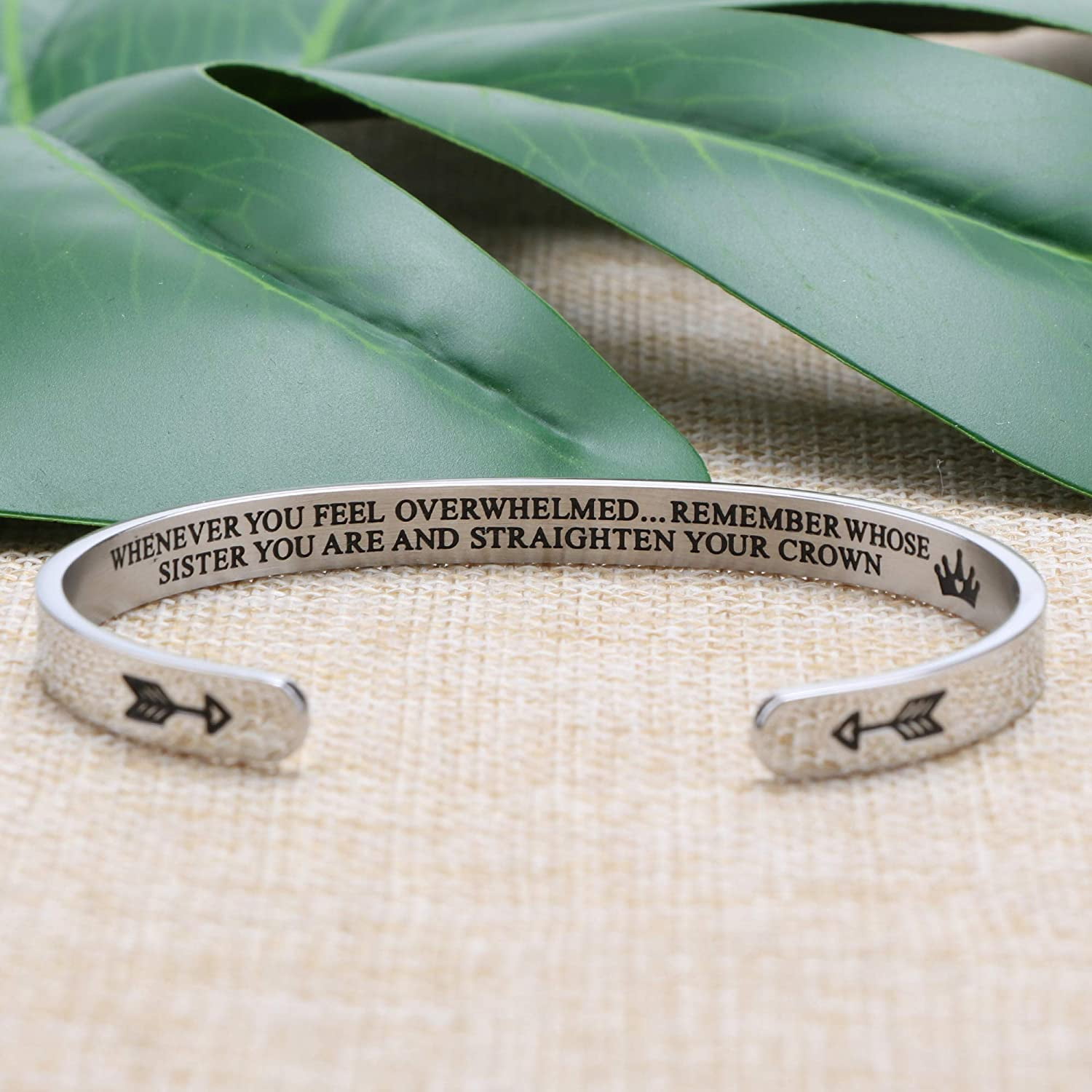 Brave Heart and Spirit Hand Stamped Inspirational Silver Cuff Bracelet