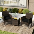 thumbnail image 4 of Costway 3 PCS Outdoor Conversation Set with Cushioned Seat & Tempered Glass Tabletop Black, 4 of 10