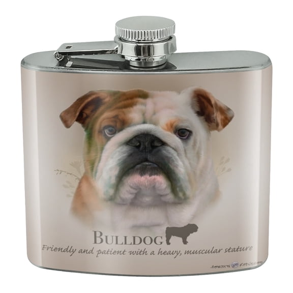 Bulldog Dog Breed Stainless Steel 5oz Hip Drink Kidney Flask