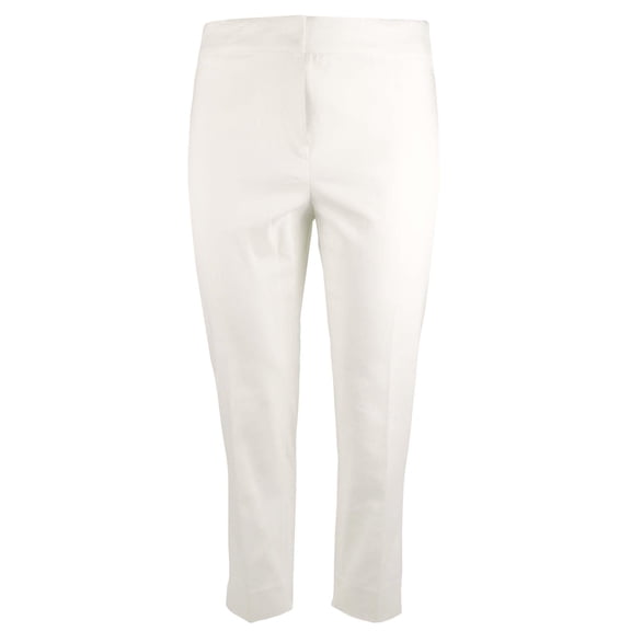 Michael Kors Women's Plus Size Stretch Capri Cropped Slit Hem Pants Wht 22W