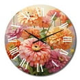 thumbnail image 2 of Designart "Romantic Impression of Light-Colored Zinnias I" Floral Oversized Wall Clock, 2 of 5