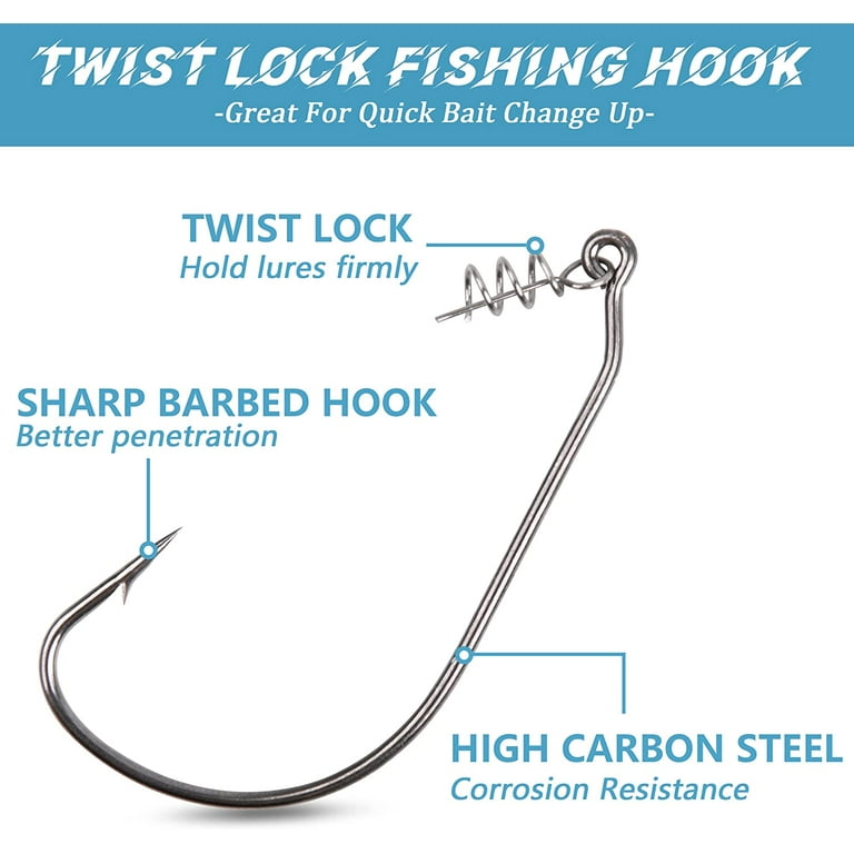 Twist Lock Fishing Hooks Kit, Twistlock Hooks with Centering Pin