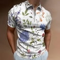 thumbnail image 2 of Spring Green Botanical Colorful Wildflower Men Zipper T-shirt Summer Casual Short Sleeve T-shirt Top, 2 of 7