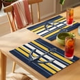 thumbnail image 4 of Nautical Anchor Placemats Set of 4 Navy Blue Yellow Striped Farmhouse Ombre Place Mats Indoor Wipeable Table Mats Washable Cloth Dining Table Placemats for Kitchen Holiday Party Home Decor 13x19 Inch, 4 of 9