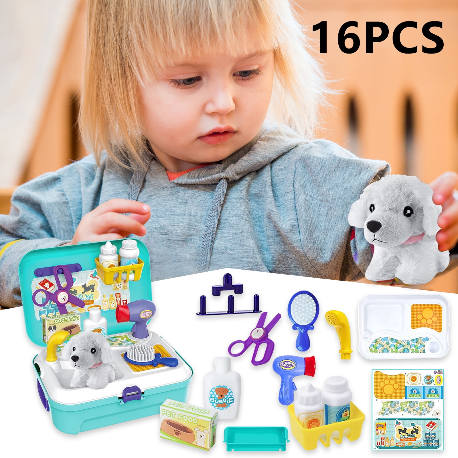 Blue Toys & G, Pd Role Play Gift, Toy Dog Cr Kid, BUYGER Vet Pet Care