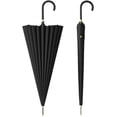 thumbnail image 1 of Large Stick Umbrella With Leather Hook Handle 45 Inch - Automatic Open Classic Golf Umbrellas Windproof 24 Ribs - Curved Handle Business Umbrella Cane for Gentlemen black, 1 of 7