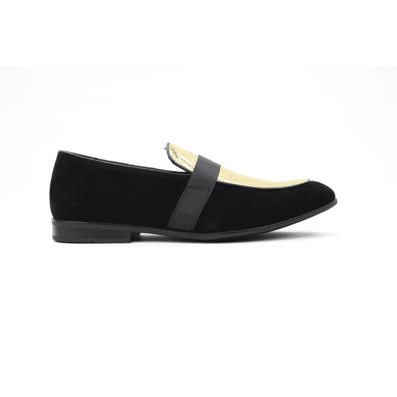 Men's Black and Gold Wedding Party Loafers By Roma Rio 5640