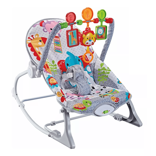 Rocker Silla Vibradora Mecedora De Bebe Musical Con Juegos Gris
