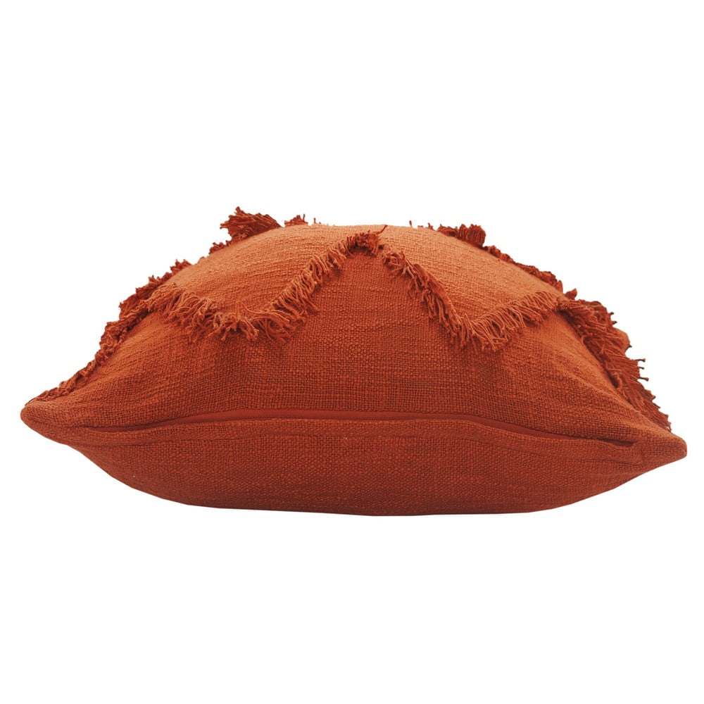 Ox Bay Avani Burnt Orange Solid Cotton Fringed Adult Decorative Throw Pillow