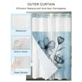 thumbnail image 2 of No Hook Cloth Fabric Shower Curtain with Snap in Liner, Blue Flower Waterproof Shower Curtains Set with See Through Top Window, Retro Gradient Texture Painting Plant Leaf Bath Curtains Shower 72"x78", 2 of 6