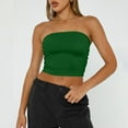 thumbnail image 2 of tops de tubo para mujer tops cortos sin tirantes básico sin espalda sin mangas bandeau lindos trajes de verano sexy tops sólidos verde / xs, 2 of 7