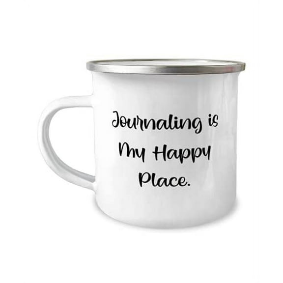Fancy Journaling 12oz Camper Mug, Journaling is My Happy Place, Gifts For Men Women, Present From, For Journaling