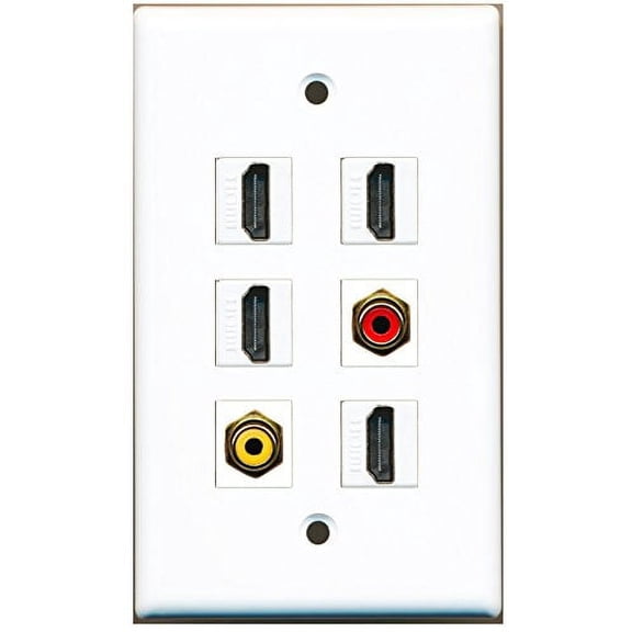 RiteAV - 4 HDMI 1 Port RCA Red 1 Port RCA Yellow Wall Plate
