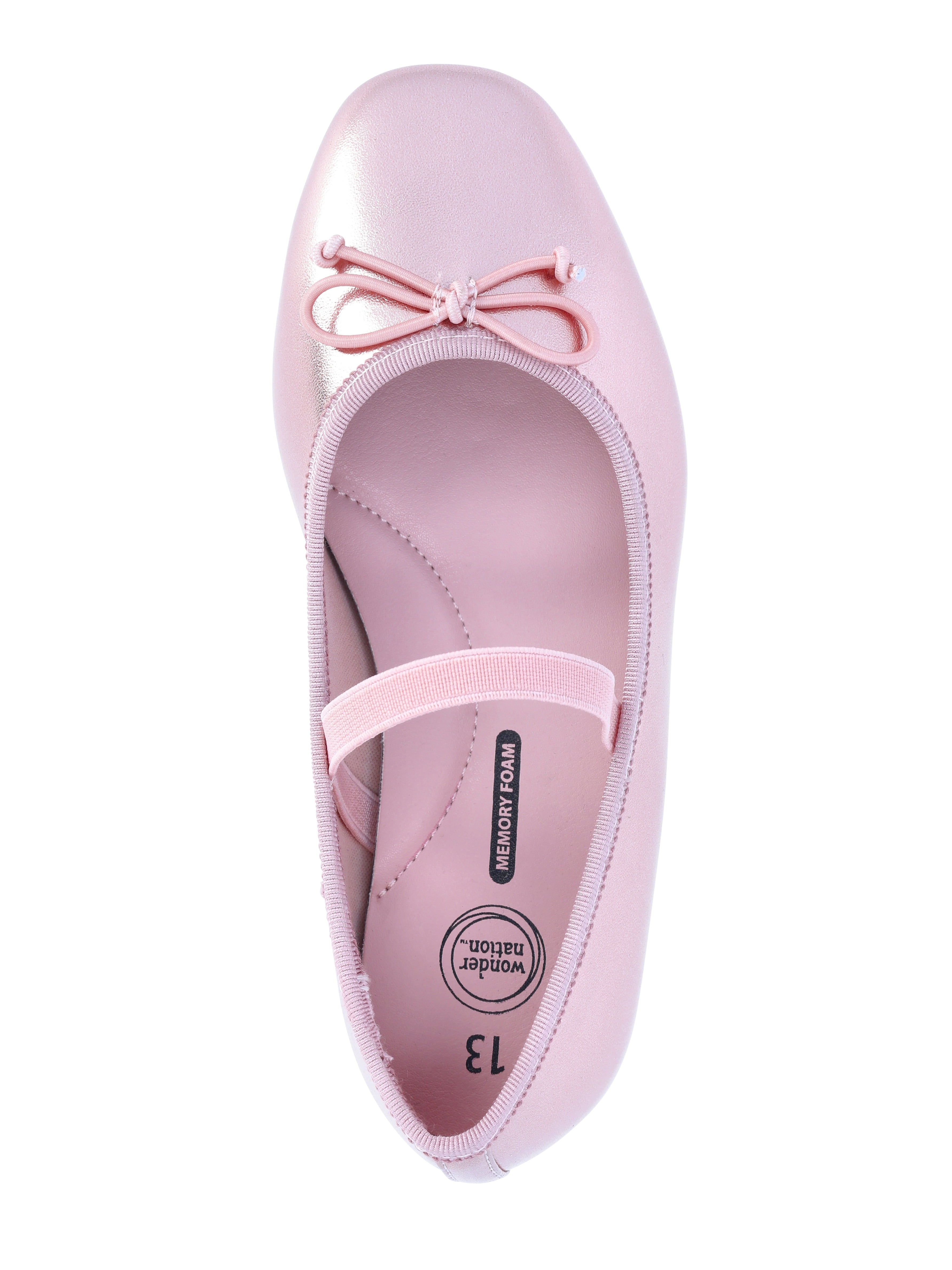 Wonder Nation Little Girls and Big Girls Bow Ballet Flat Shoes