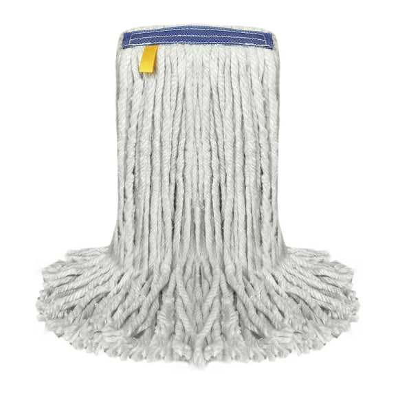 16 Oz Cut-End Cotton Mop Head Refill with 1.25-Inch Universal Headband, Wet Mop Head Refills, Natural (Pack of 1)