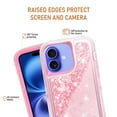 thumbnail image 5 of Compatible with iPhone 16 6.1 inch Phone Case Tempered Glass Screen Protector Bling Liquid Glitter Clear Hybrid Shockproof TPU Military Grade Protective Heavy Duty Cell Cover for i Phone16 i16 Pink, 5 of 6