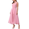 thumbnail image 4 of INSPIRE CHIC Women's Wide Leg Jumpsuits Chiffon V Neck Cocktail Sleeveless Jumpsuit XL Dark Pink, 4 of 6
