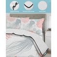 thumbnail image 4 of Quilts Twin-XL Size Bedding Set, Jellyfish Coastal Lightweight Quilted Comforter, Teal Red Coral Starfish Soft Reversible Bedspread Coverlet with Pillow Covers for All Season, 68" x 98", 4 of 7