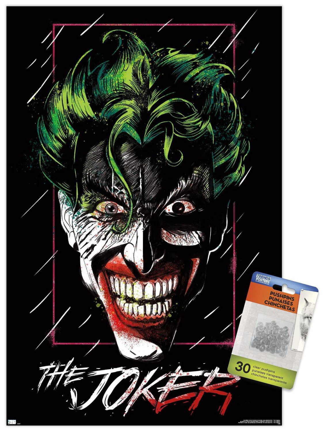 DC Comics - The Joker - Up Close Wall Poster, 14.725" x 22.375"