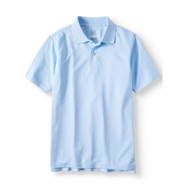 Wonder Nation Boys School Uniform Short Sleeve Performance Polo Shirt,  2-Pack Value Bundle, Sizes 4-18 & Husky