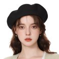 thumbnail image 1 of TOPTIE Classic Wool Beret French Style Artist Basque Beanie Hat 60% Wool-Black, 1 of 8