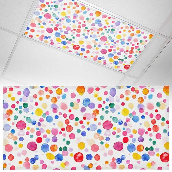 1 Pack Polka Dots Fluorescent Light Covers for Ceiling Lights Watercolor Red Pink Blue Magnetic Ceiling Light Covers Overhead Light Filters for Office Classroom Home
