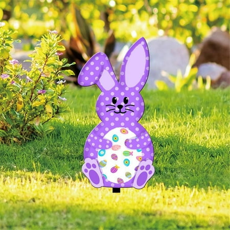 

NIUREDLTD Easter Garden Decorations Easter Egg Rabbit Ground Insert Decoration Acrylic Hollow Animal Figurines Yard Insert