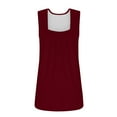 thumbnail image 6 of Yubnlvae Red Summer Tank Tops for Women 2025 Loose Fit Pleated Square Neck Sleeveless Shirt Curved Flowy Vest Basic Cotton Tee, S, 6 of 6