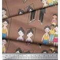 thumbnail image 2 of Soimoi Brown Poly Georgette Fabric Mirror Theme Human Figure Decor Fabric Printed Yard 52 Inch Wide, 2 of 5