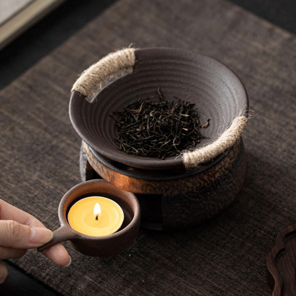 Pekkaxy Ceramic Tea Warmer & Incense Holder Set, 4.6 in Base, Gentle Heat for Aromas, Perfect for Home Tea Ceremonies and Relaxation