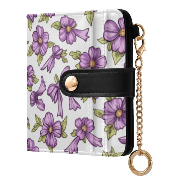 Qxltty Lavender Flowers Pattern Ladies Wallet Rfid Slim Thin Compact Credit Card Women Wallet Zipper Coin Pocket and ID Window for Female Gifts