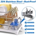 thumbnail image 2 of Dish Drying Rack, 2-Tier Dish Rack with Auto-Drain & Mat, 304 Stainless Steel Dish Racks for Kitchen Counter, Dish Drainer with , Fork & Cup Rack, Gifts for Women,  Day,, 2 of 6