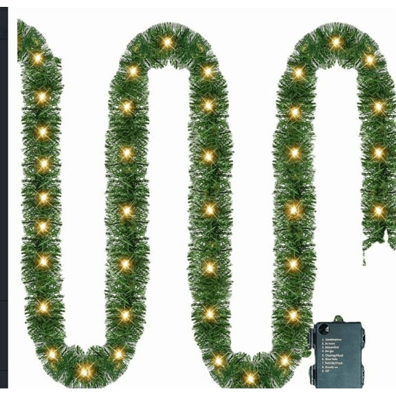 Christmas LED String Lights Fireplace Decoration Tabletop Ambience Lights Door Hanging Ornament Faux Luminous Vine Holiday Decor Warm White Glow