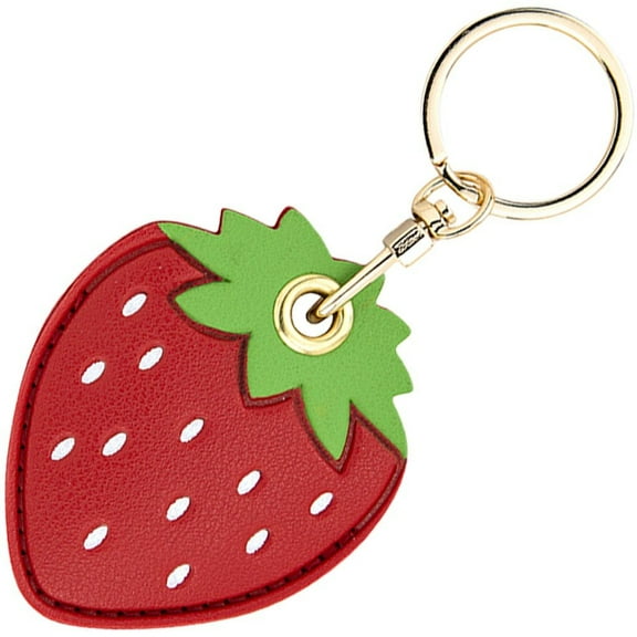 Hzzsbu Cartoon Fruit AirTag Holder Keychain - Leather Key Cover Case for Apple Air Tags, Keyring Protective Cover