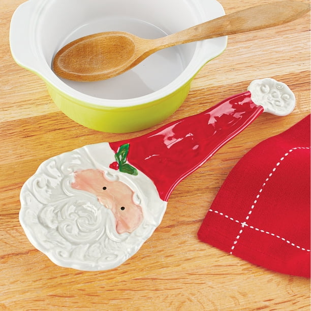 Cheerful Santa Claus Holiday Kitchen Spoon Rest Festive Seasonal