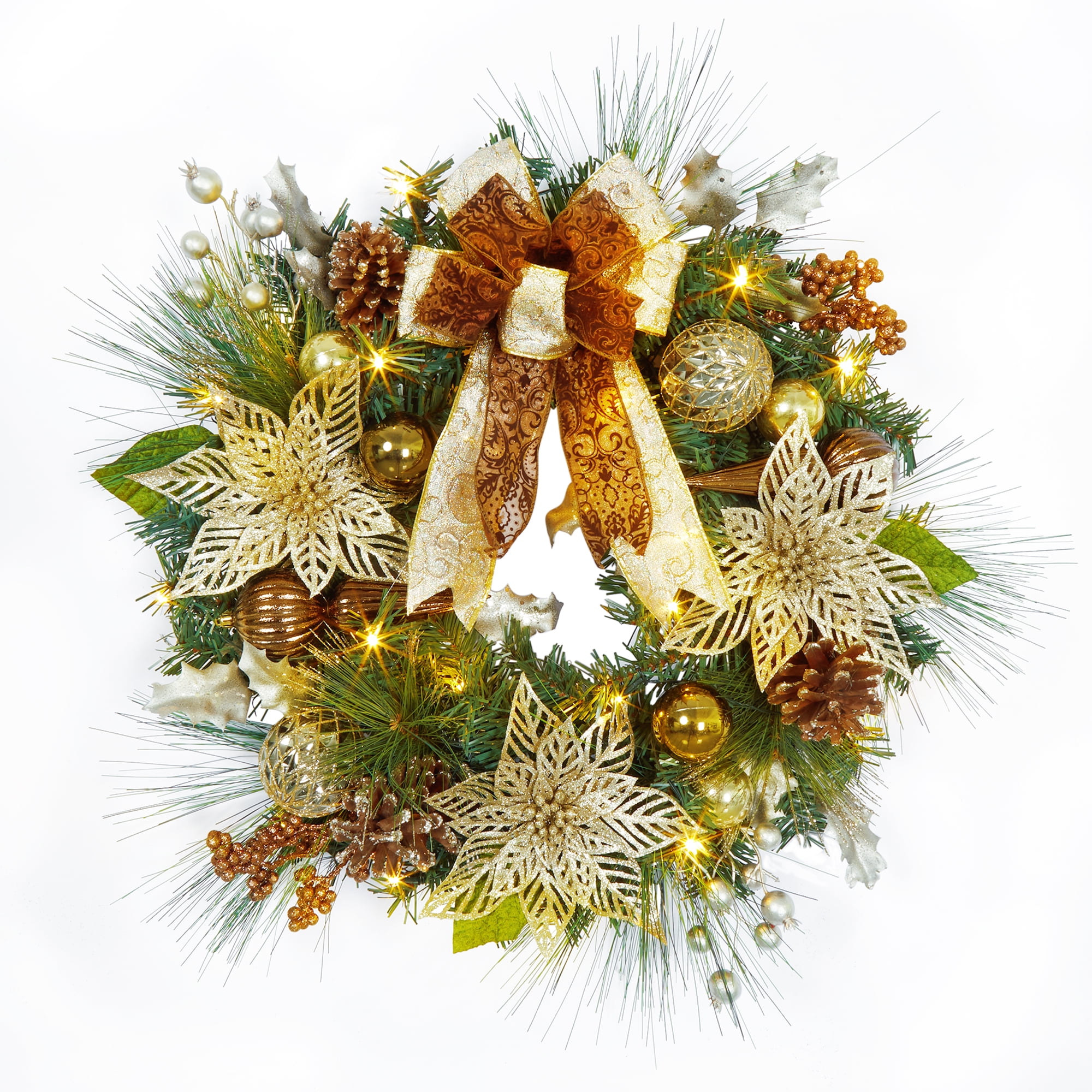 Adeeing PreLit Christmas Wreath 24 inch Artificial Christmas Wreath