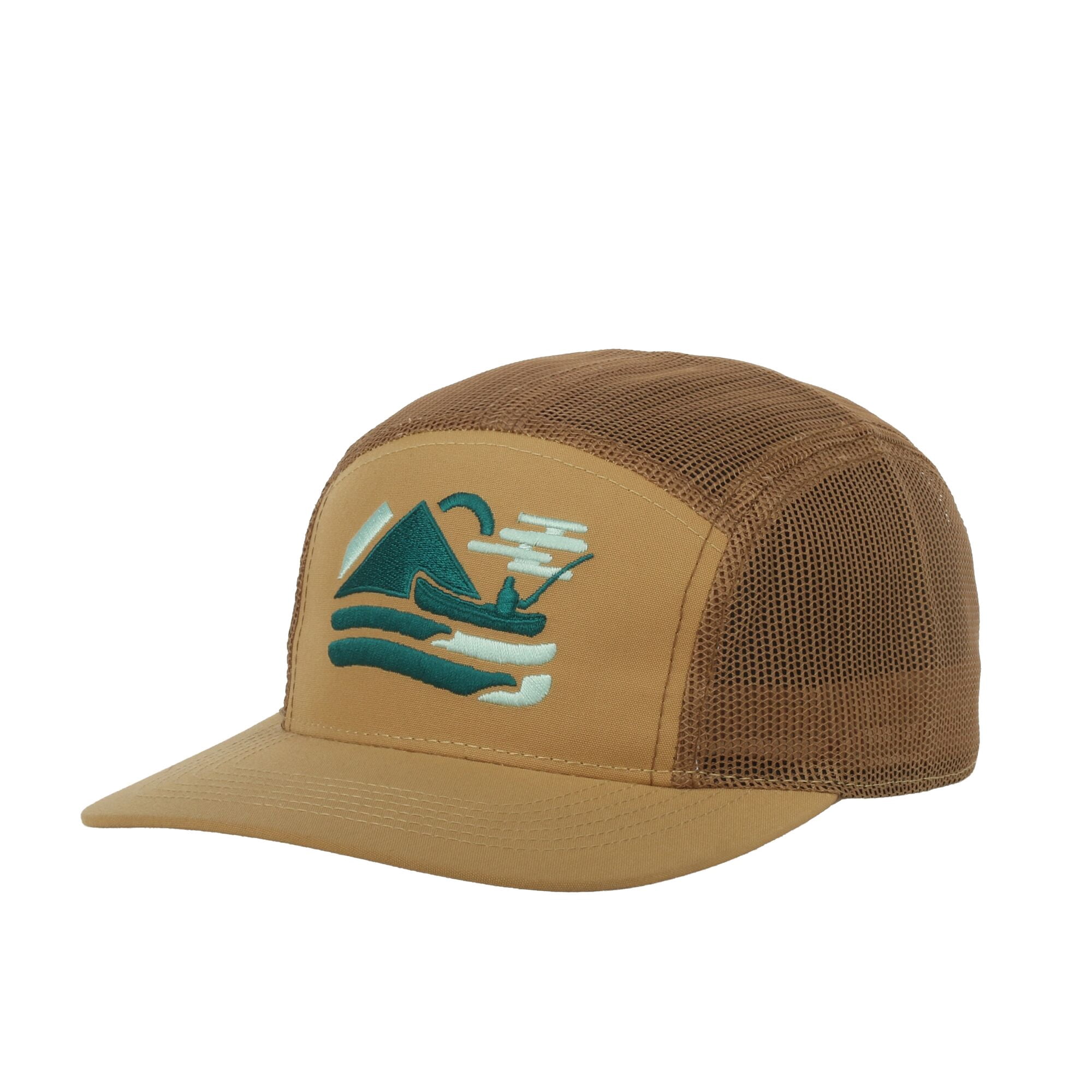 Outdoor Cap Kayak Fishing Camper Hat – Mesh Back Flat Bill Snapback, One Size, Bronze