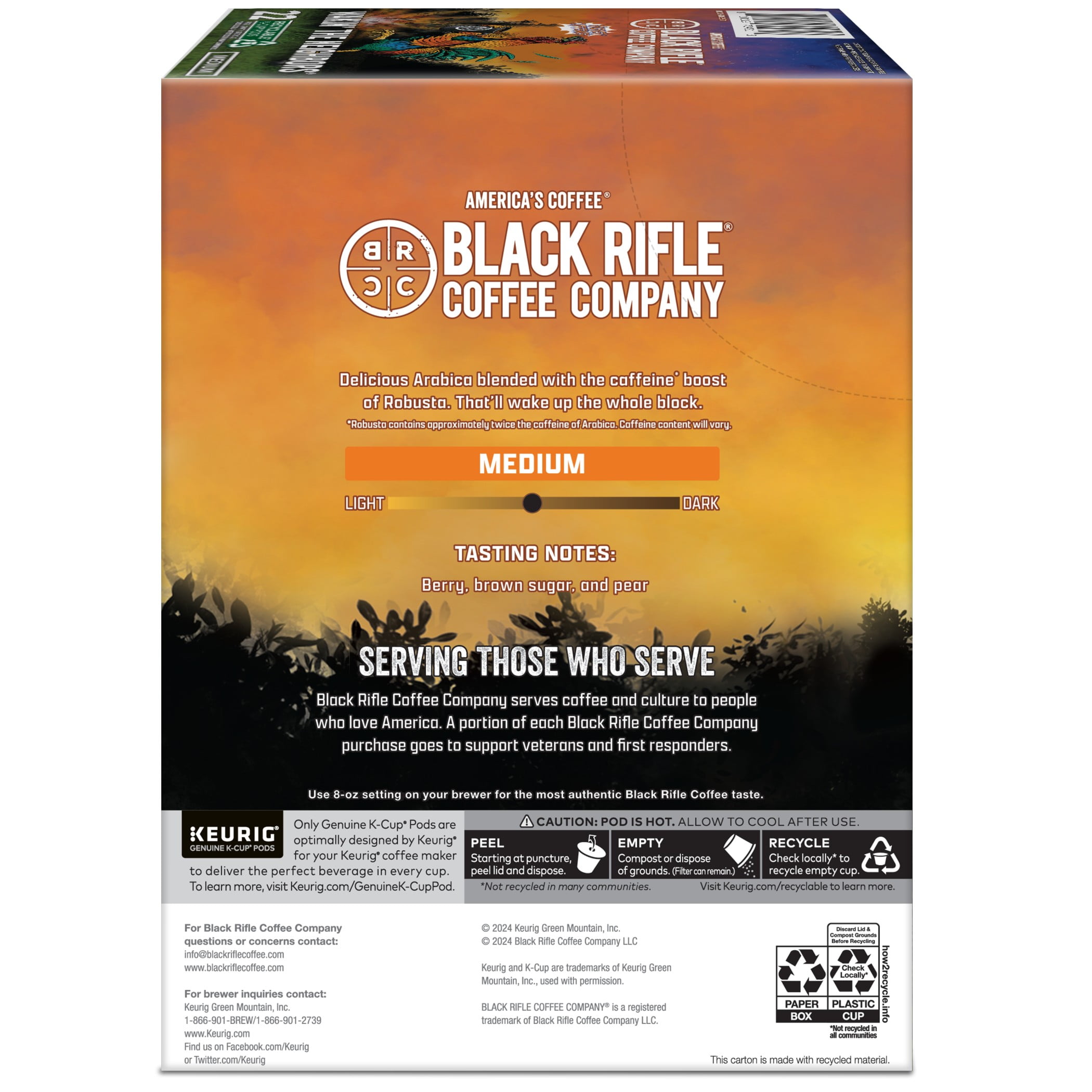 (4 pack) Black Rifle Coffee Company Wakin the Neighbors High Caffeine Keurig K-Cup Pods, Medium Roast, 22 Ct