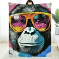 thumbnail image 2 of Creowell Monkey Graffiti Art Flannel Blanket - Soft, Warm, Multi-Purpose 40x50in, 2 of 7